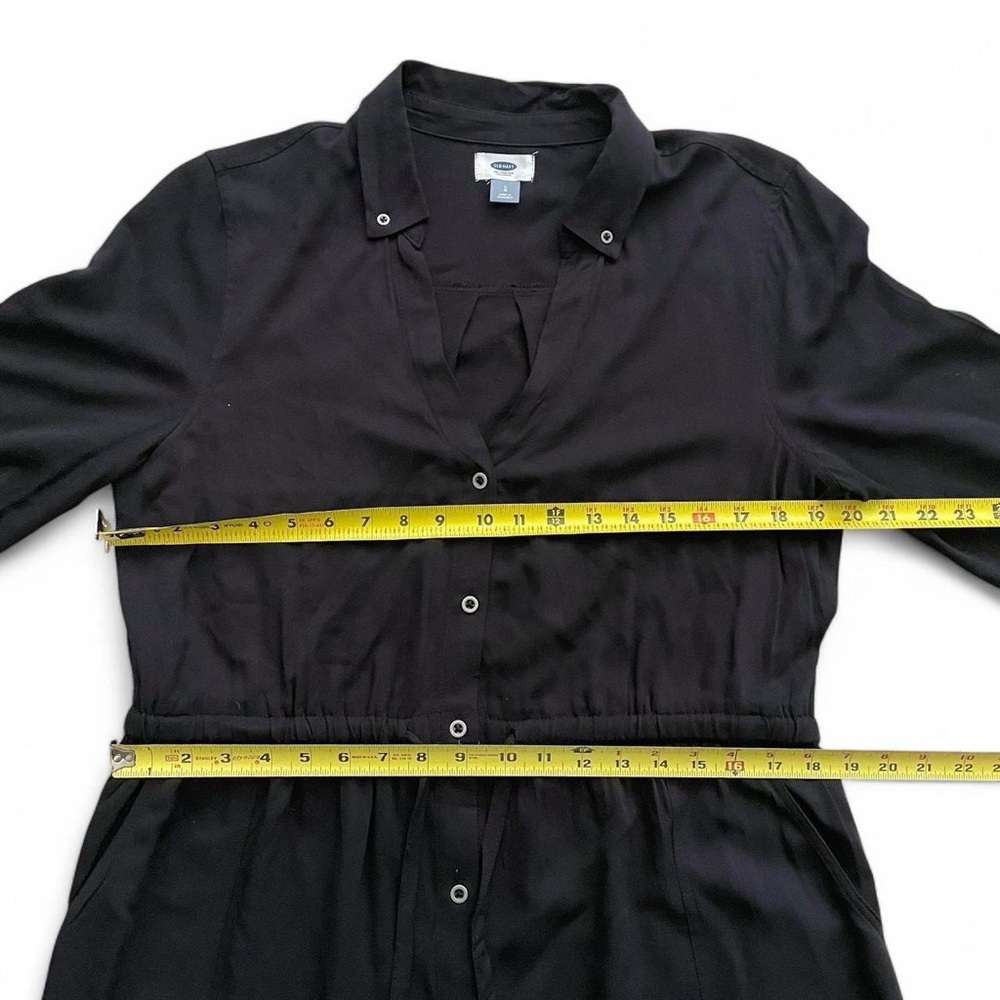 Old Navy Black Button-Front Midi Shirt Dress - Picture 3 of 8
